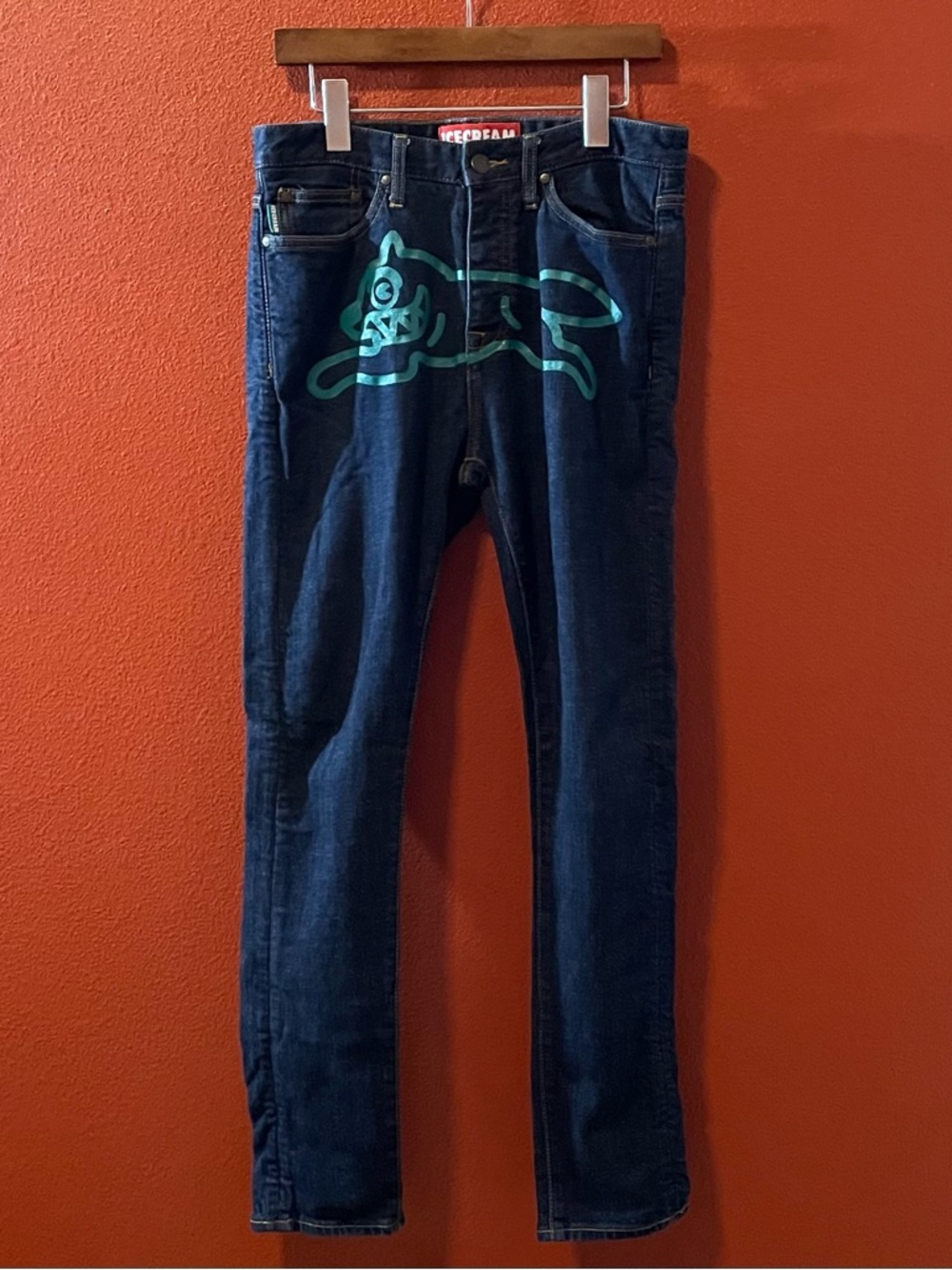 Billionaire Boys Club Men’s Ice Cream Running Dog Denim Dark Wash Blue Jeans